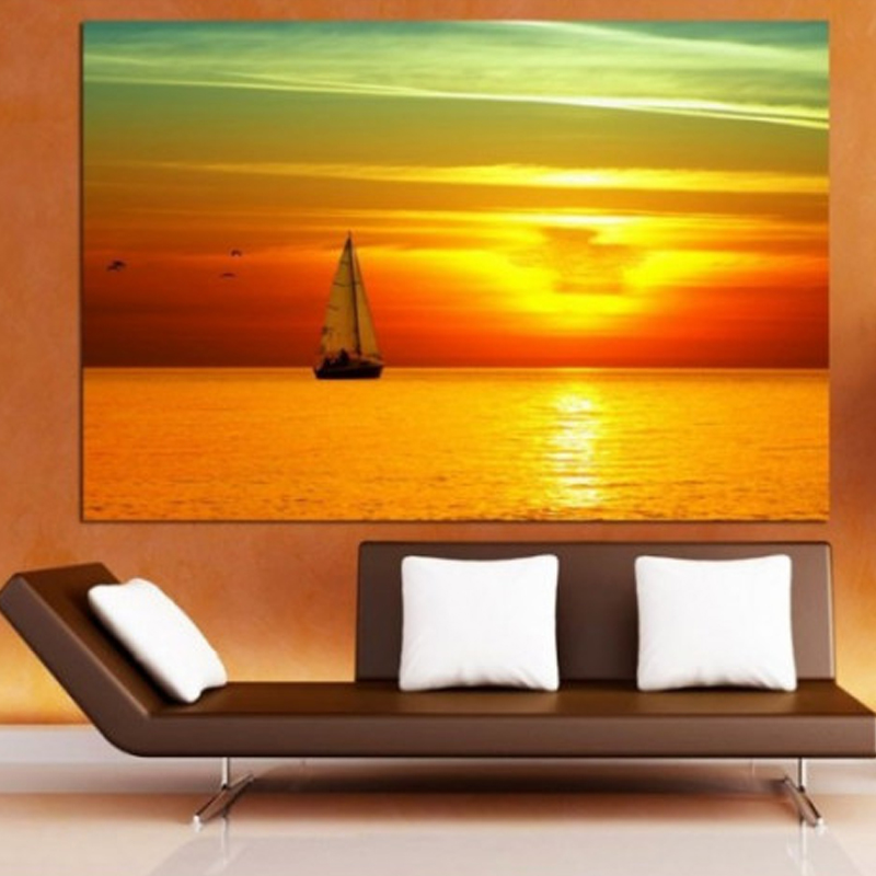 Πίνακας σε καμβά με Τοπία Ηλιοβασίλεμα με ιστιοφόρο